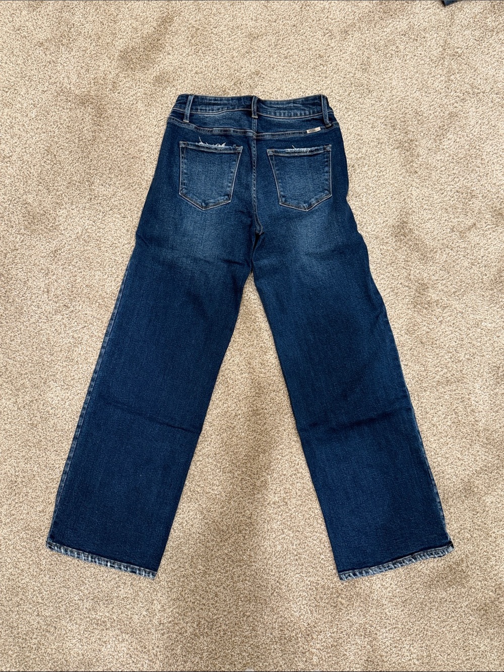 KanCan Deep Indigo Wide-Leg Jeans with Subtle Back Pocket Distress